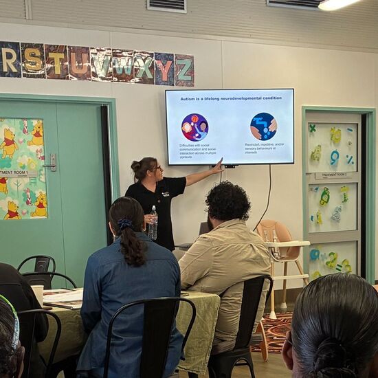 Positive Partnerships First Nations Yarning and Sharing about autism workshop Skye presenting